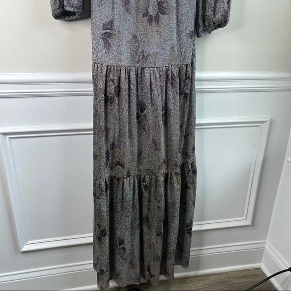 BA&SH metallic silver floral Lili Noir maxi dress - Picture 12 of 14